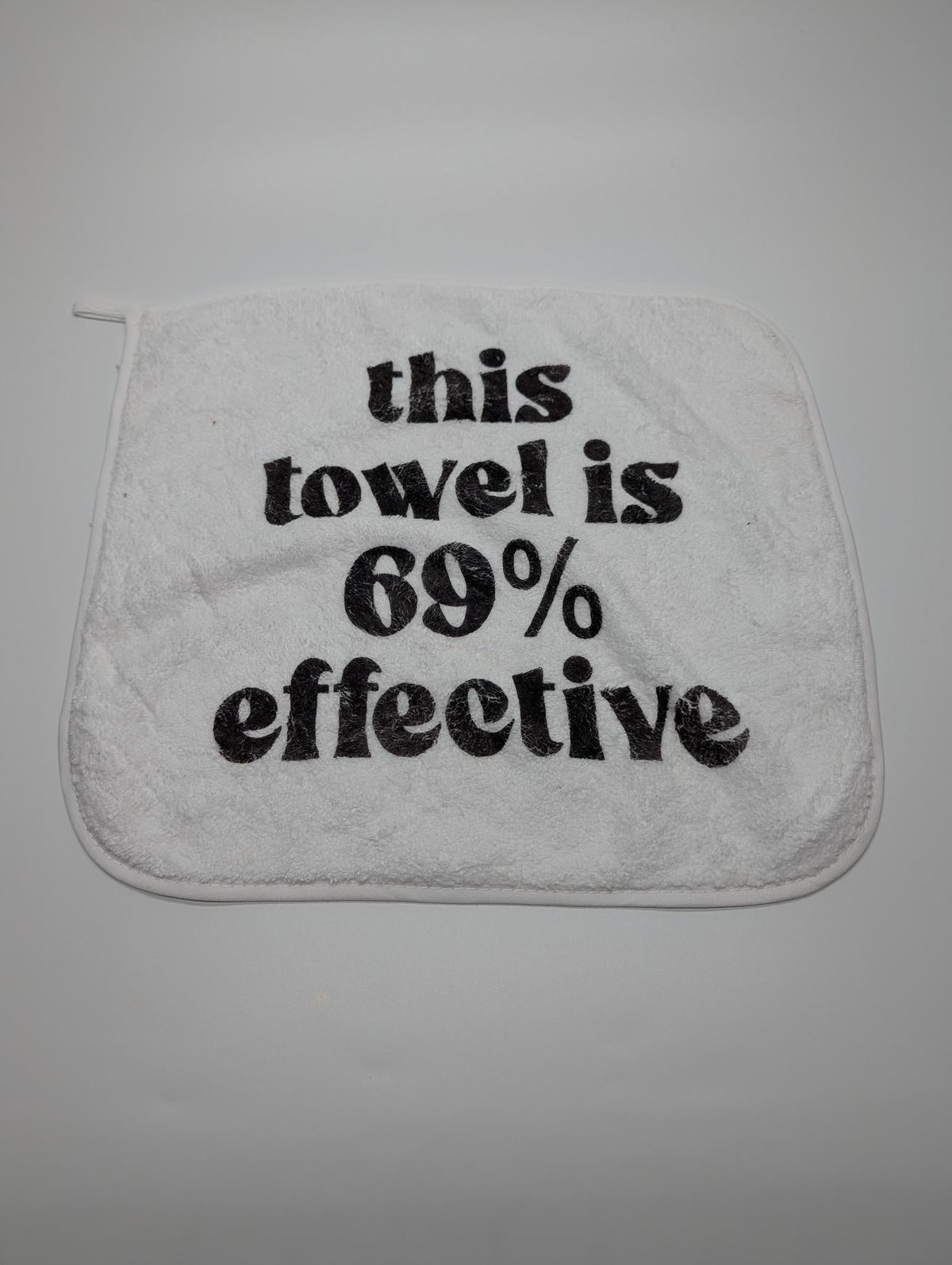 "69% Effective" — Sublimated Cheeky Washcloth | Adult Humor Bathroom Accessory