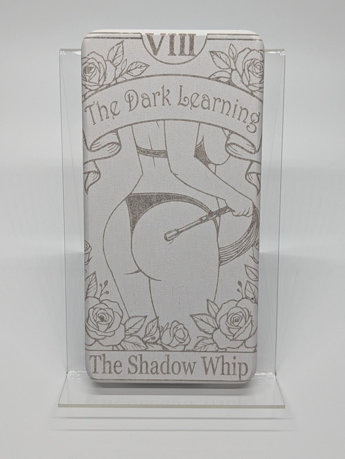 "The Dark Learning" — Laser Etched Shadow Whip Plaque | Advanced D/s Relationship Decor
