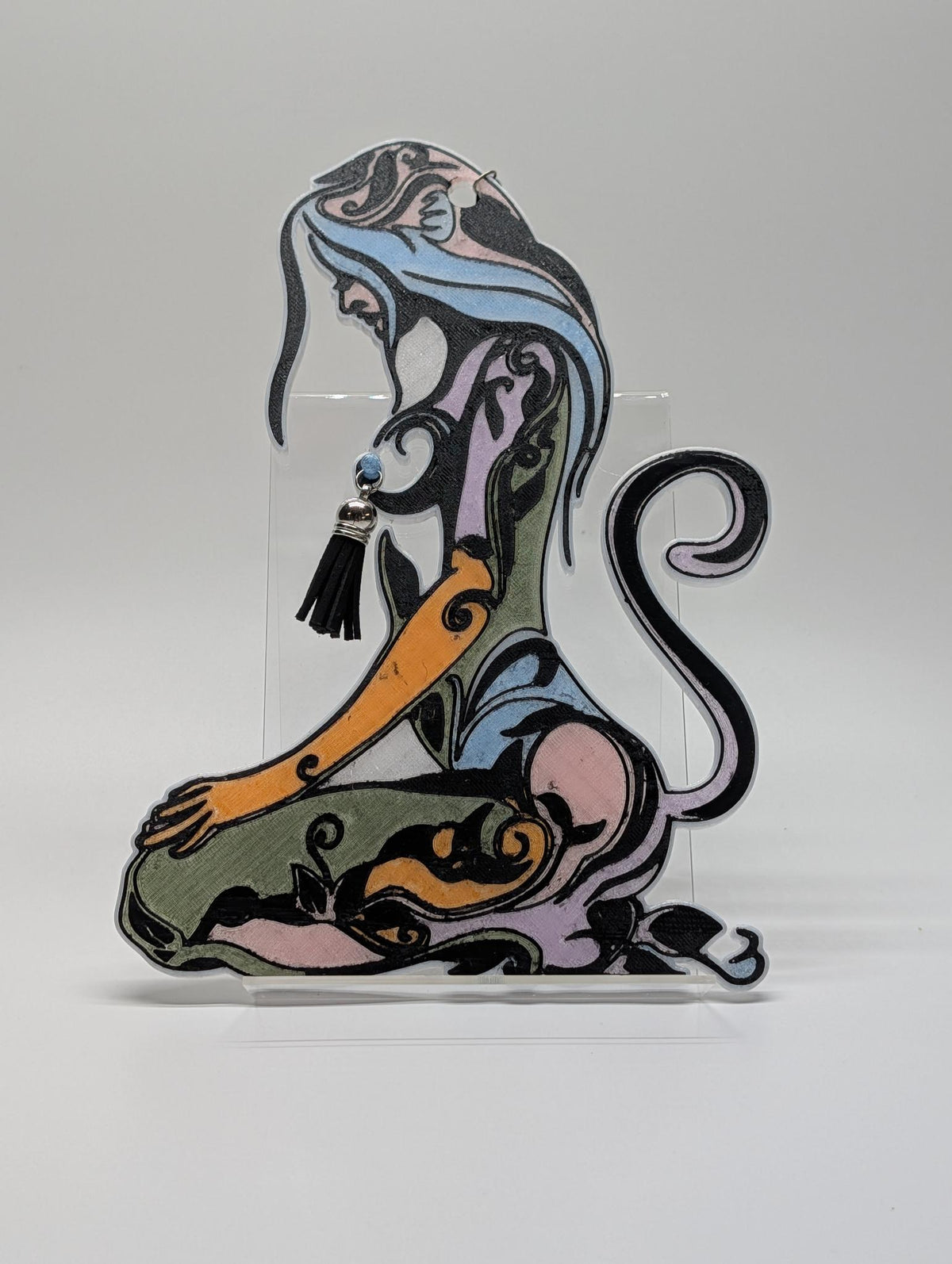 "Lazy Daze" — Art Nouveau Reclining Figure Sun Catcher | 3D Printed Bohemian Window Art