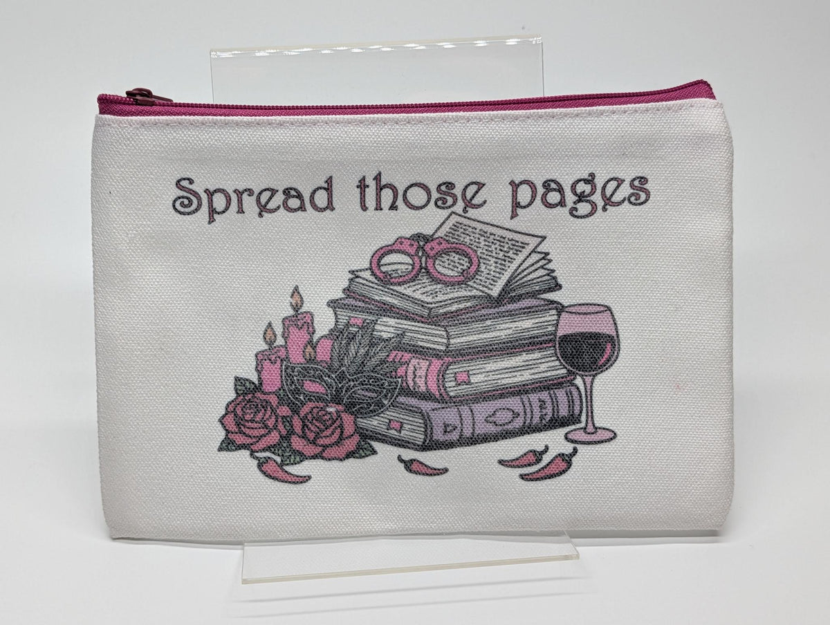 "Spread Those Pages" — Sublimated Book Lover's Pouch | Spicy Romance Reader Accessory