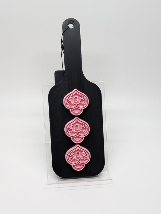 "Three Hearts" — 3D Printed Decorative Paddle | Triple Heart Impact Play Accessory