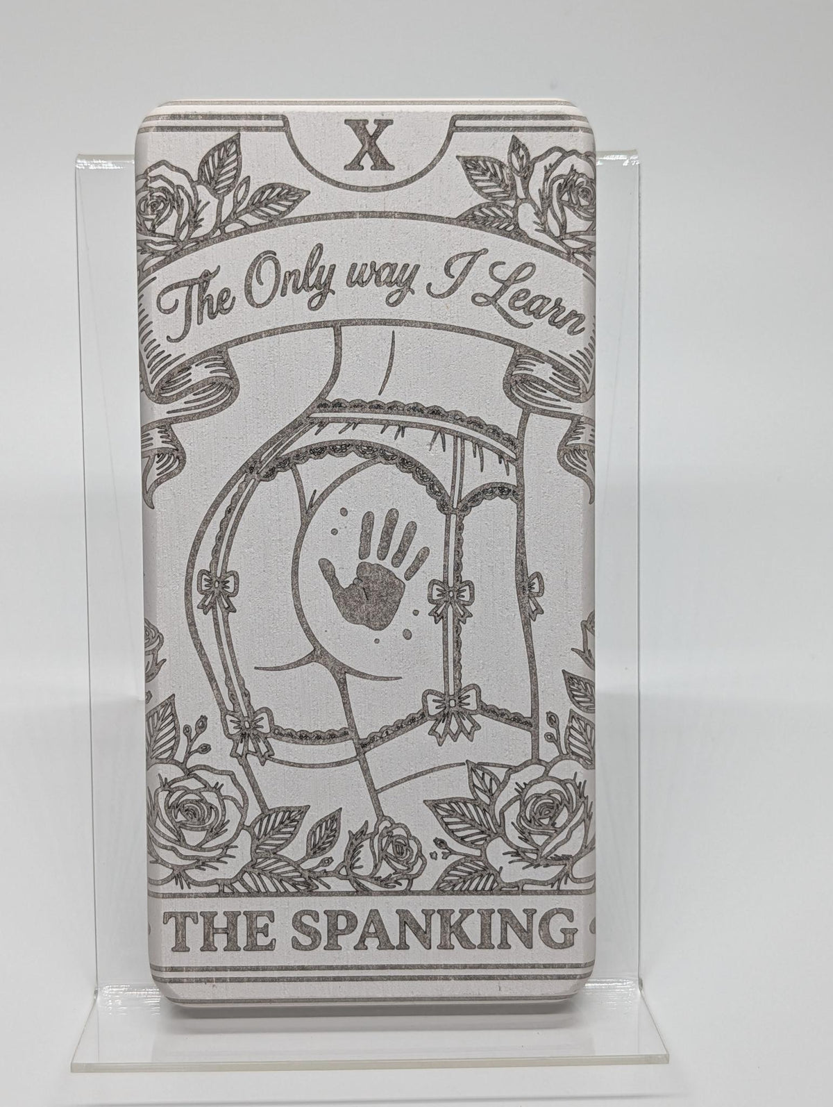 "The Only Way I Learn" — Laser Etched Spanking Plaque | Impact Play Relationship Decor