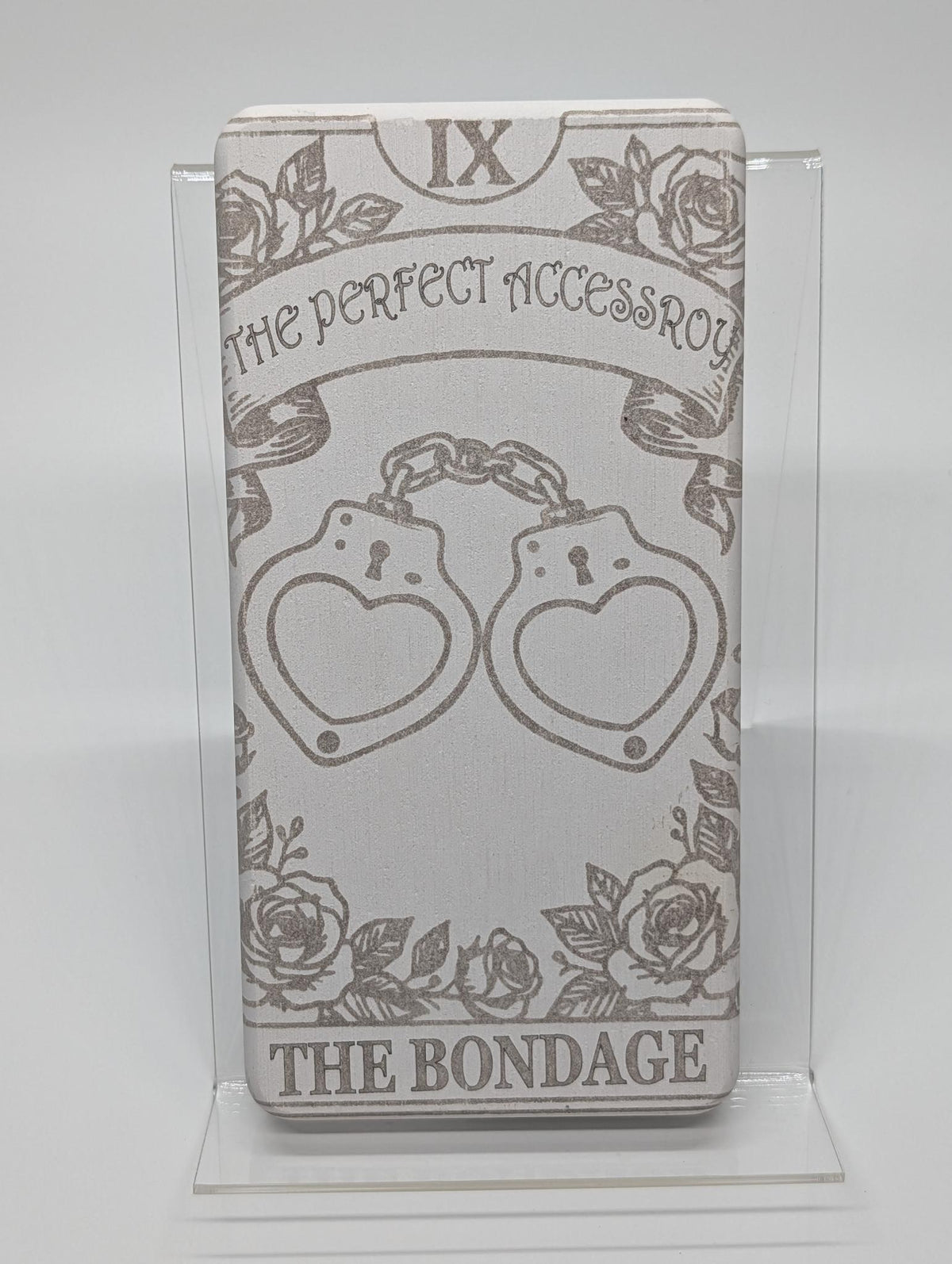"The Perfect Accessory" — Laser Etched Bondage Plaque | Kinky Relationship Decor