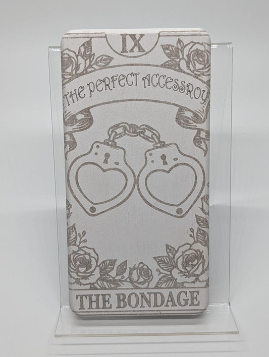 "The Perfect Accessory" — Laser Etched Bondage Plaque | Kinky Relationship Decor