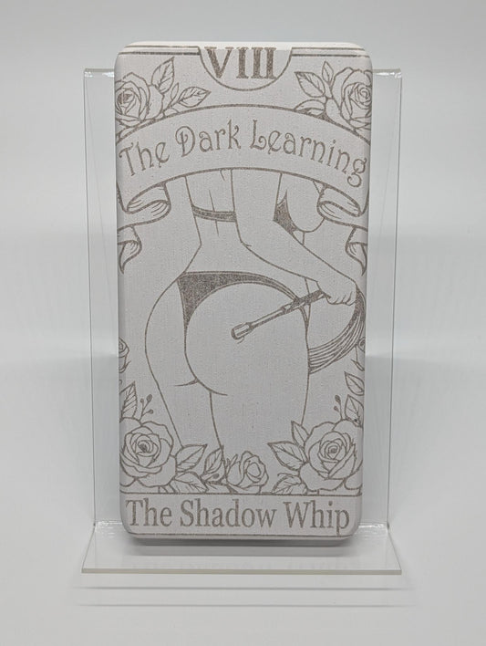 "The Dark Learning" — Laser Etched Shadow Whip Plaque | Advanced D/s Relationship Decor