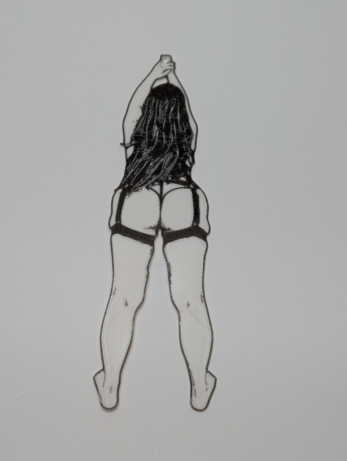 "Rear View" — 3D Printed Silhouette Bookmark / Keychain | Curvy Pin-Up Accessory