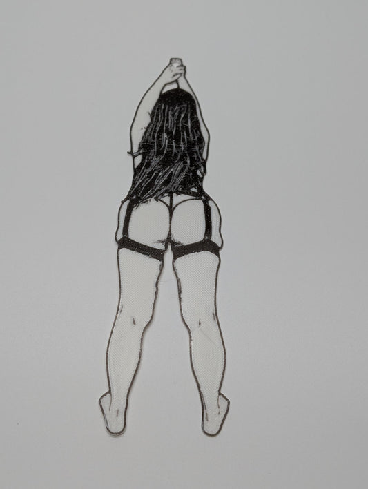 "Rear View" — 3D Printed Silhouette Bookmark / Keychain | Curvy Pin-Up Accessory