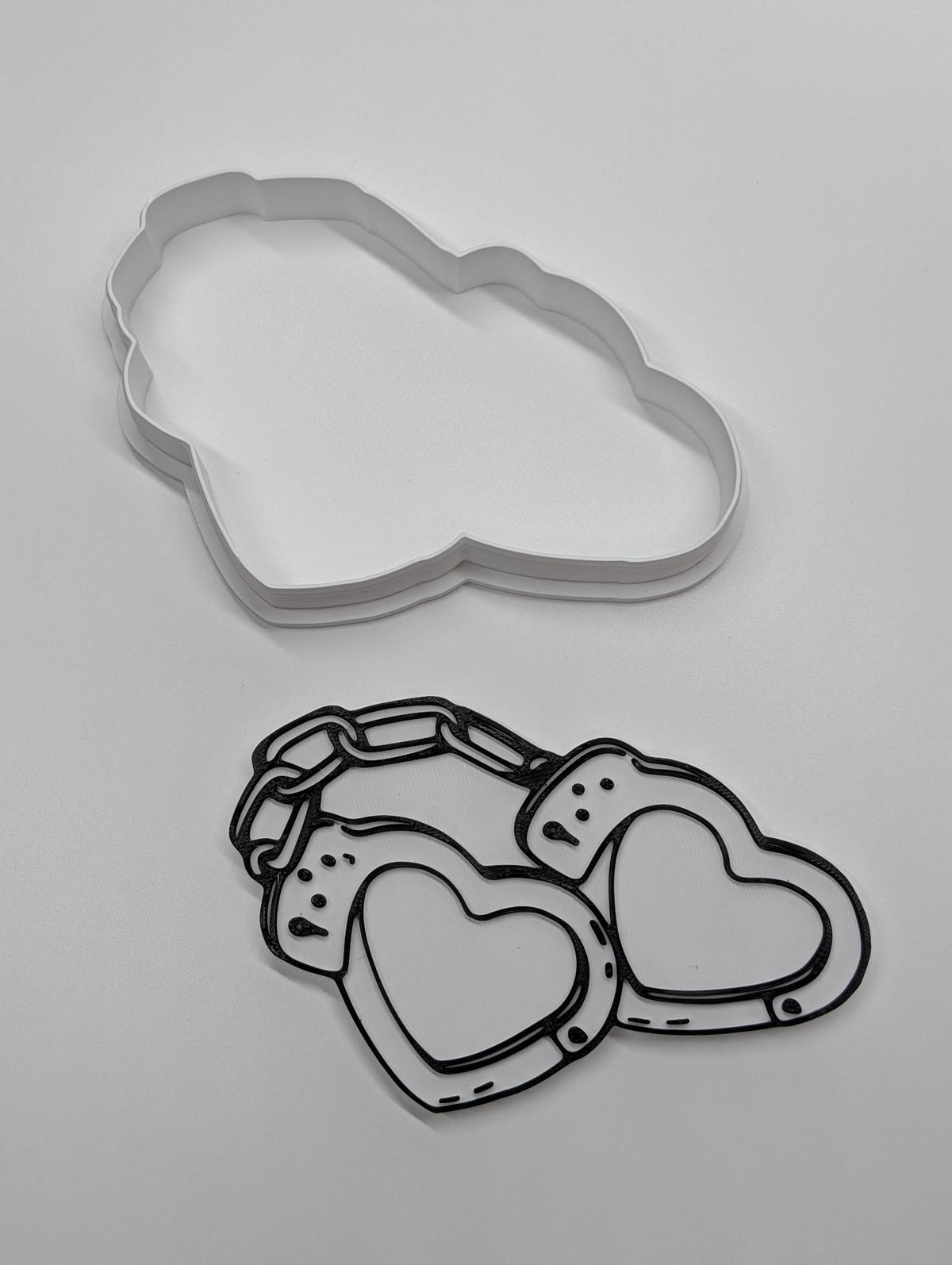"Cuffed Together" — 3D Printed Handcuff Hearts Cookie Cutter | Kinky Valentine's Baking Mold