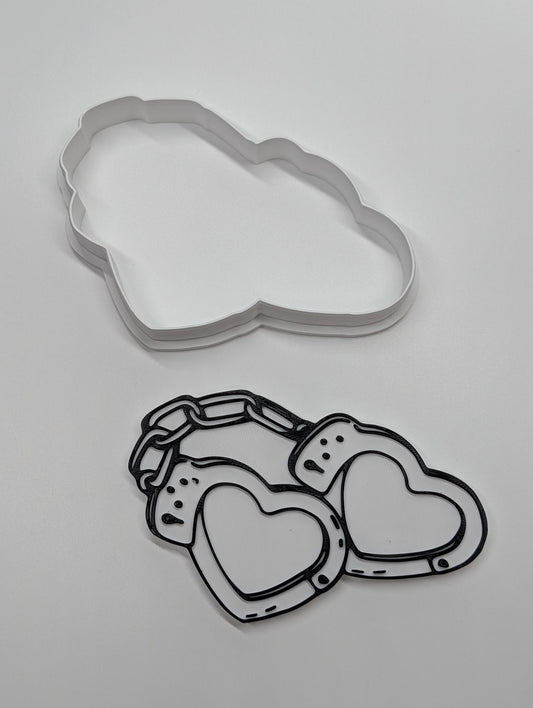 "Cuffed Together" — 3D Printed Handcuff Hearts Cookie Cutter | Kinky Valentine's Baking Mold