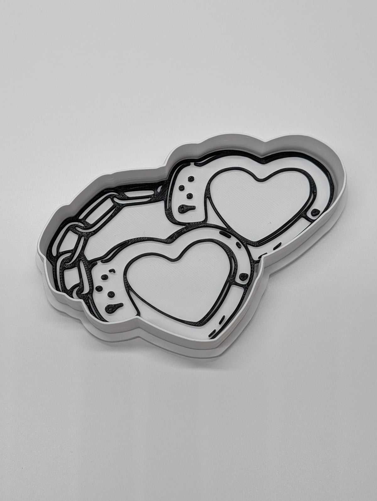 "Cuffed Together" — 3D Printed Handcuff Hearts Cookie Cutter | Kinky Valentine's Baking Mold