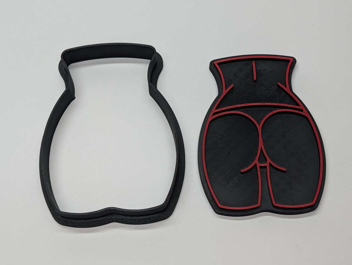 "Baked with Curves" — 3D Printed Silhouette Cookie Cutter | Dual-Piece Embossing Set